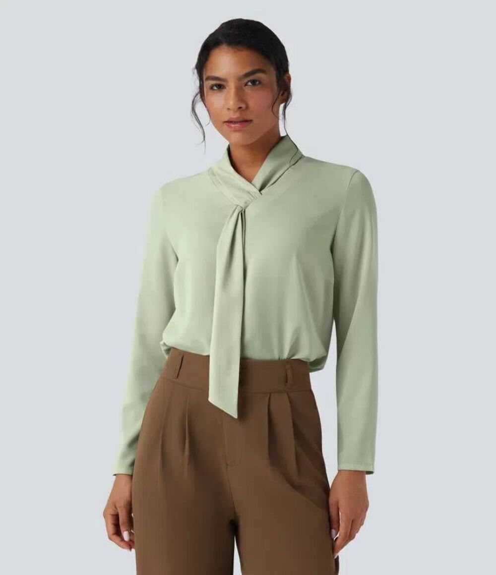 Halara Wrinkle Recovery Scarf Neck Work Shirt